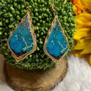 Gold Turquoise/Green Earrings